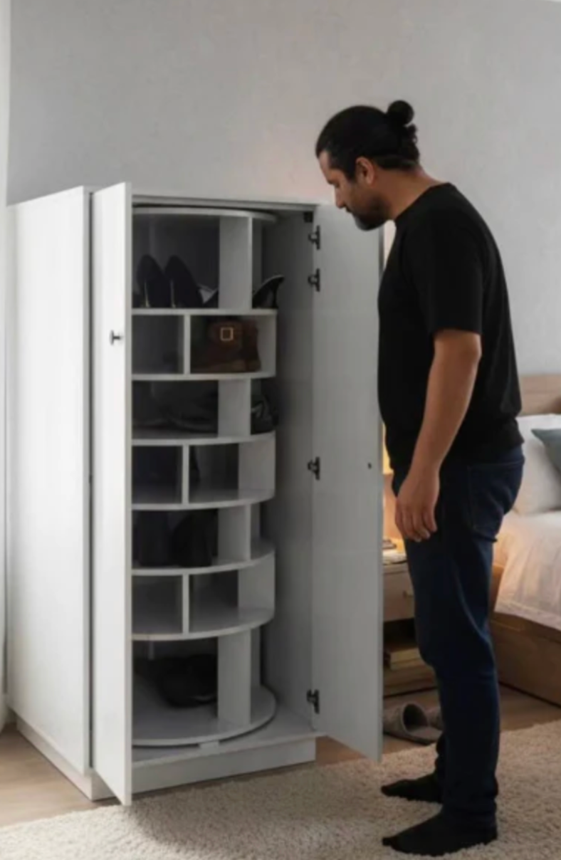 MONTIRA™ RevolveMax Shoe Organizer – 360° Space-Saving Luxury