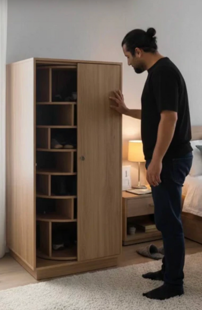 MONTIRA™ RevolveMax Shoe Organizer – 360° Space-Saving Luxury