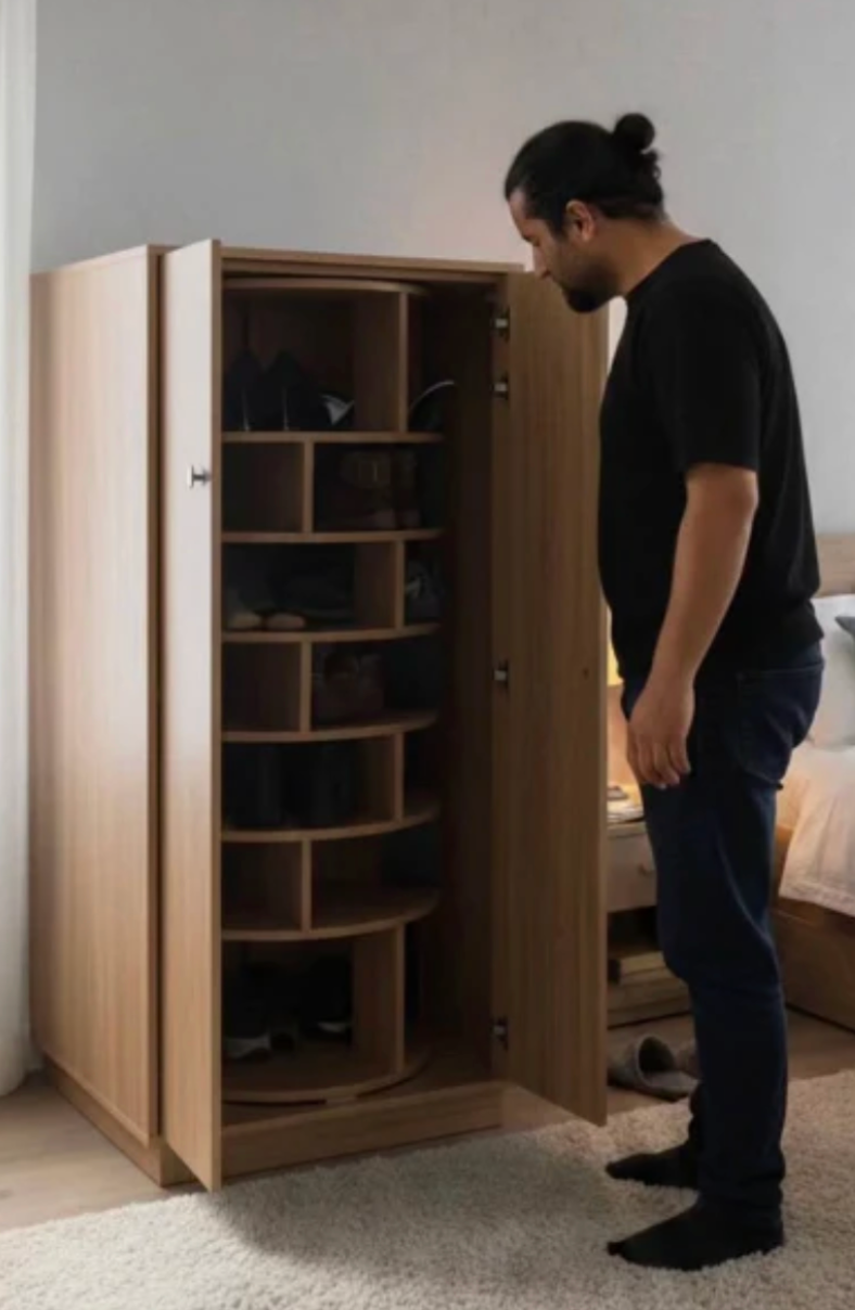 MONTIRA™ RevolveMax Shoe Organizer – 360° Space-Saving Luxury
